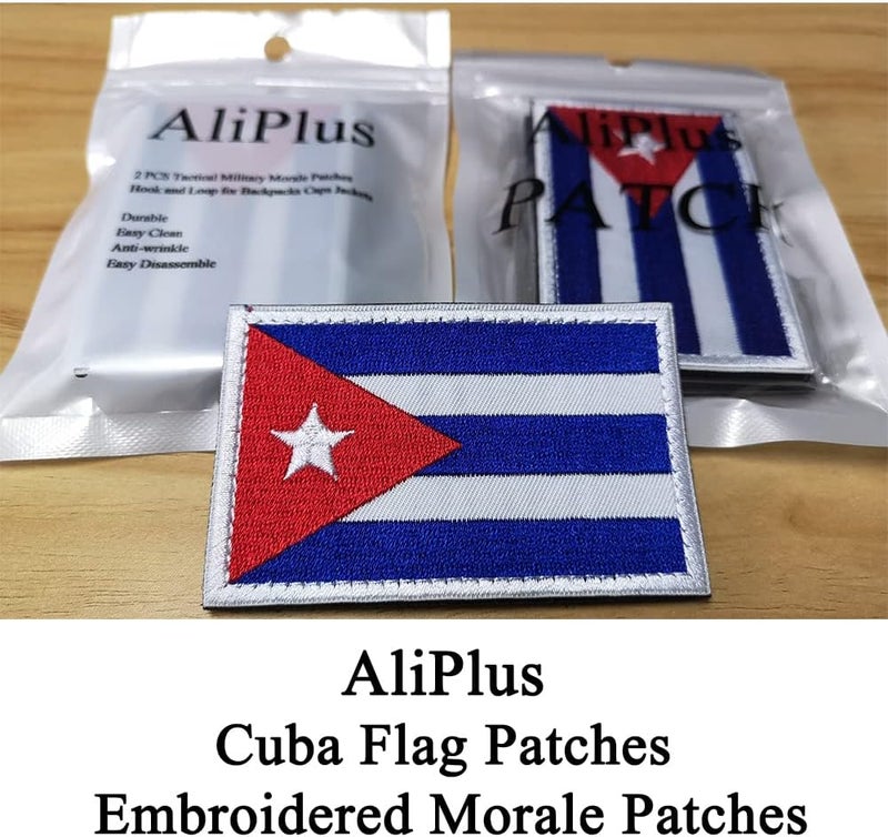 AliPlus 2 PCS Cuba Flag Patches Embroidered Tactical Military Morale Patch Applique Fastener Hook and Loop - Image 2